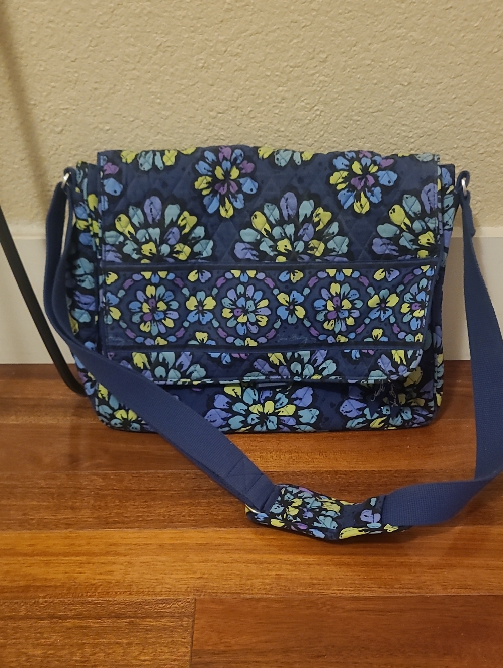 Vera Bradley Floral Quilted Crossbody Bag in Navy Blue